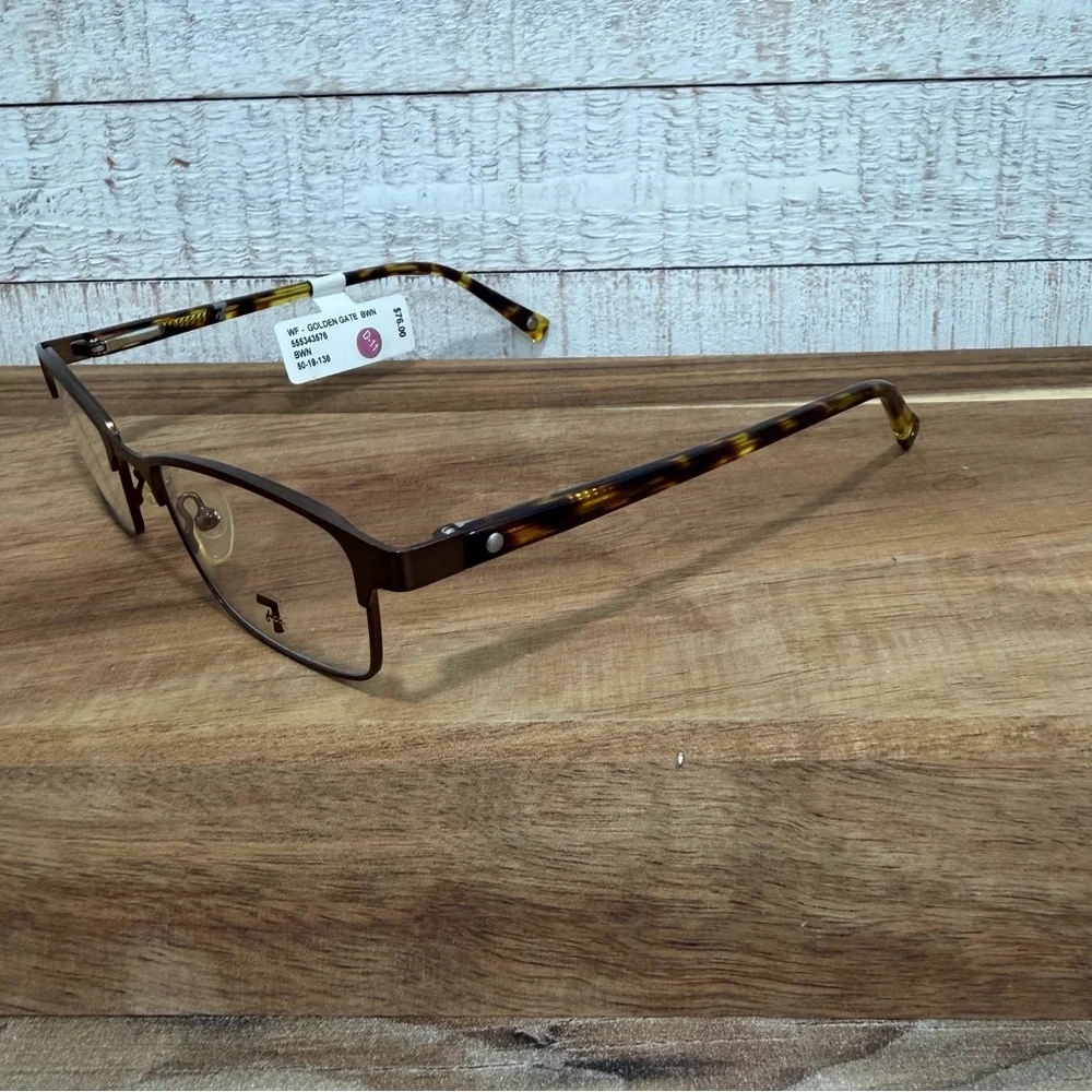 7 For All Mankind Golden Gate Tortoise Rectangular Eyeglass FRAMES 5-19-138 (NWT